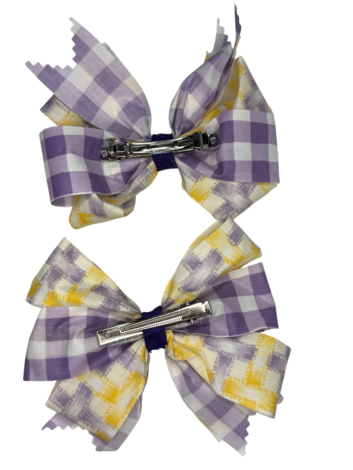 Purple Gingham Large Hair Bow