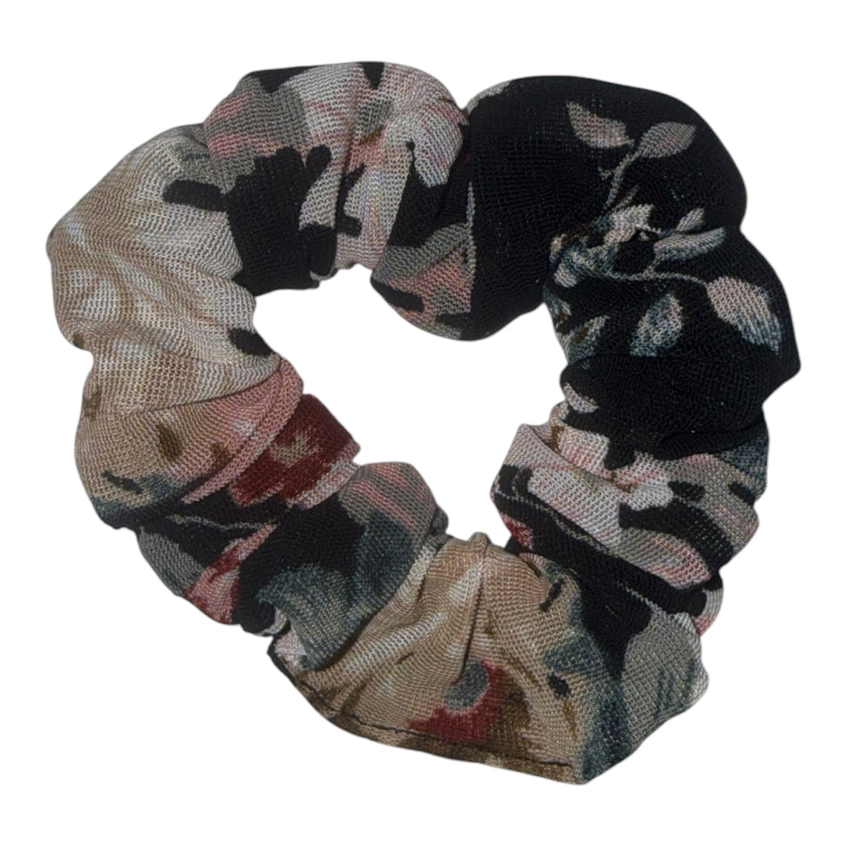 Vintage Floral Mesh Scrunchie