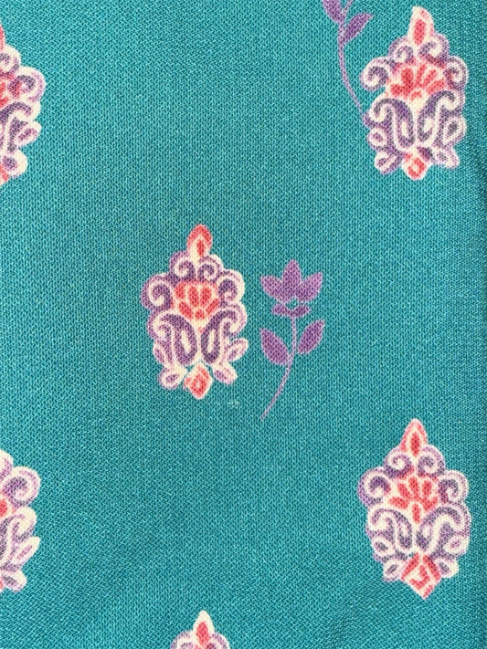 Teal Floral Zipper Coin Pouch with wristlet