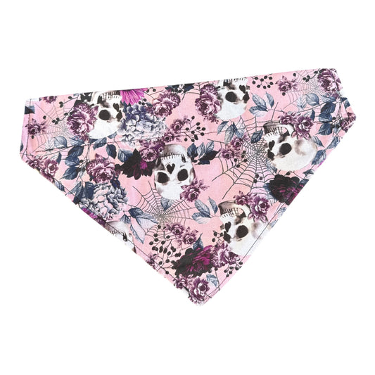 Pink skulls dog bandanna