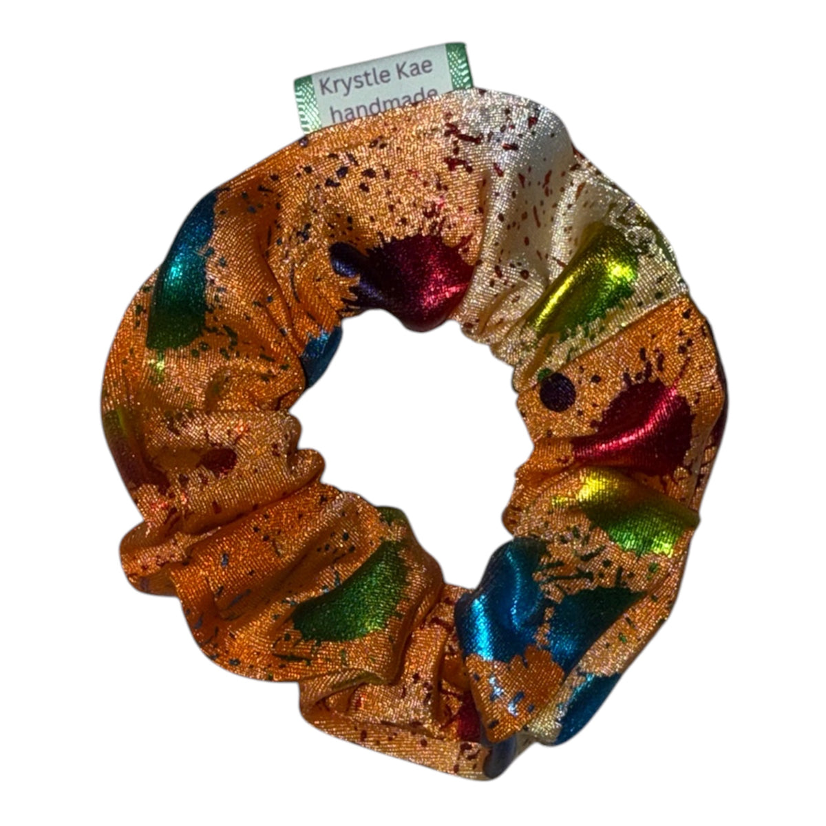 Orange Rainbow Splatter Scrunchie
