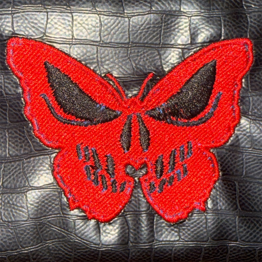 Embroidered Gothic Skull Butterfly Zipper Pouch and Wristlet