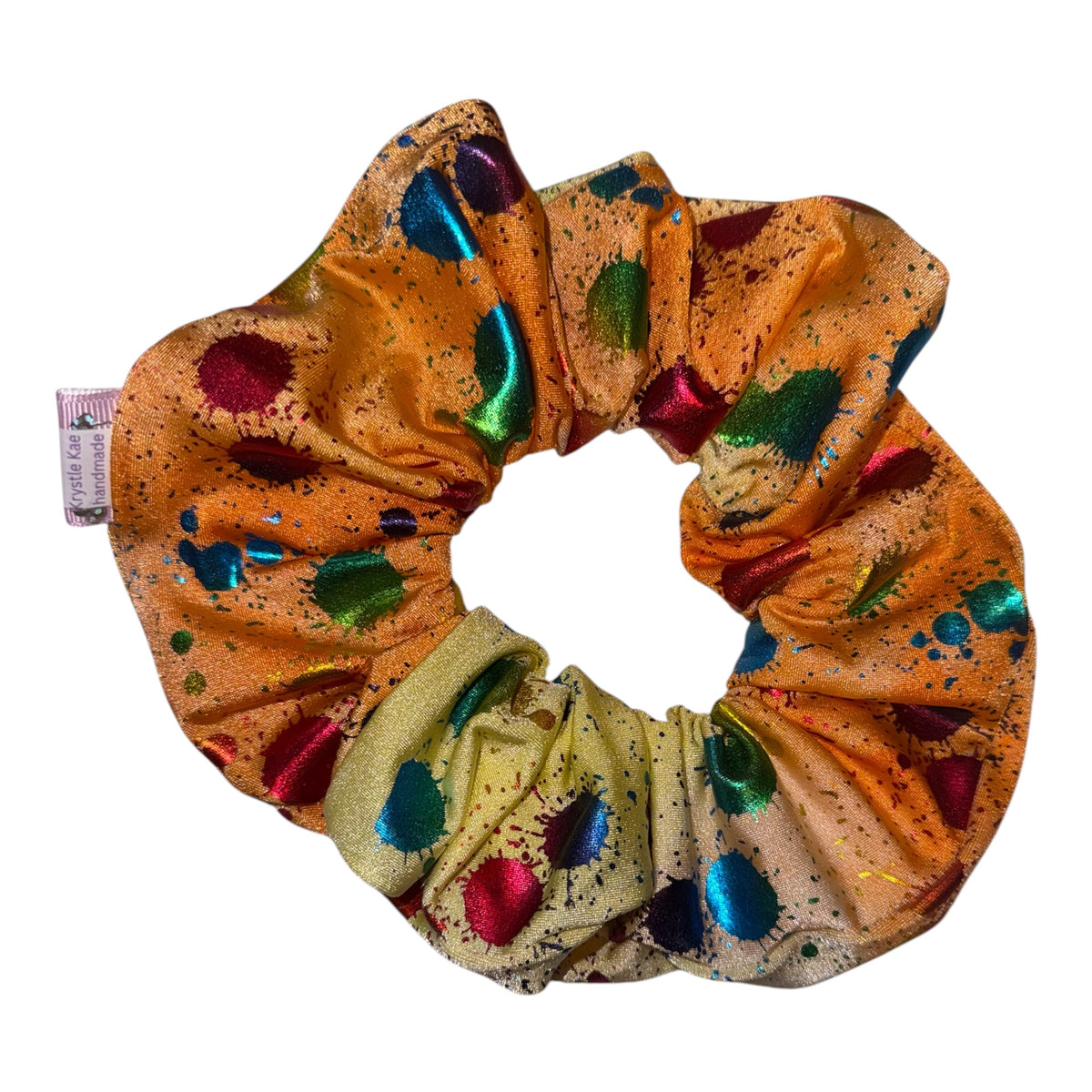Orange Rainbow Splatter Scrunchie