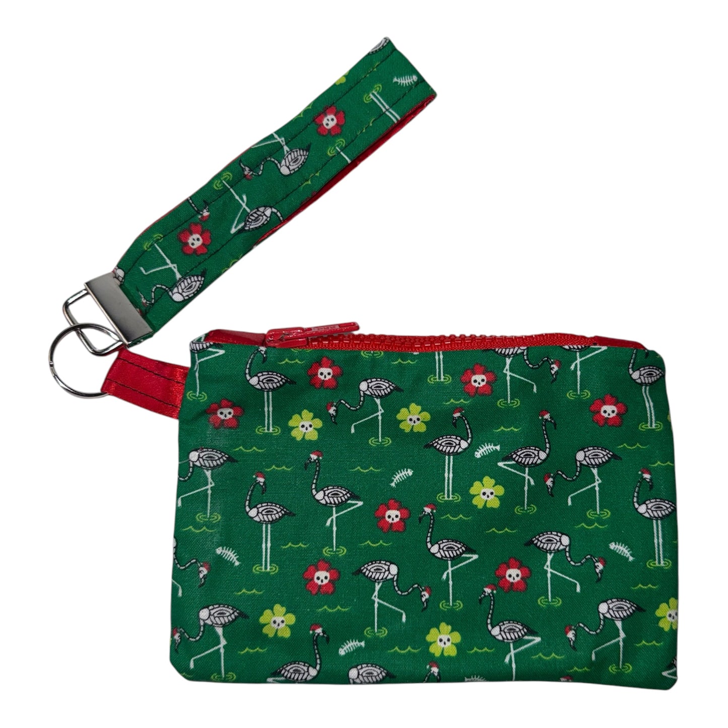 Flamingo Skulls Zipper Pouch and Wristlet