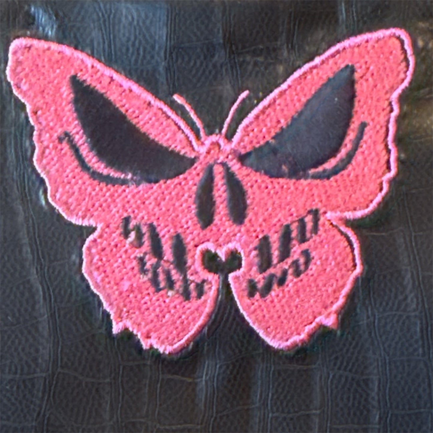 Embroidered Gothic Skull Butterfly Zipper Pouch and Wristlet