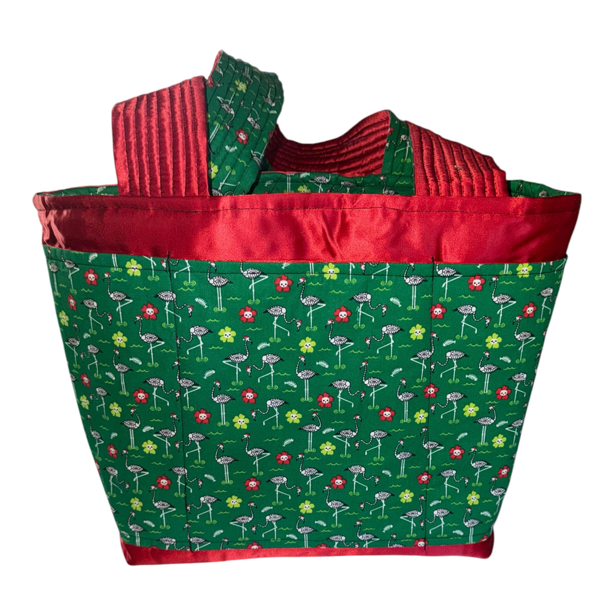 Flamingo  Skulls Market Tote Bag