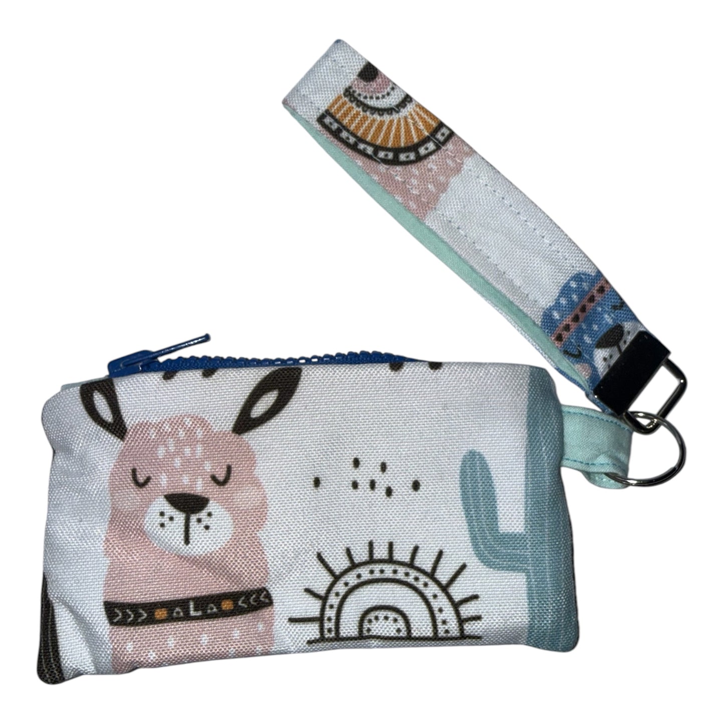 Pink and Blue Lammas  Zipper Coin Pouch with wristlet