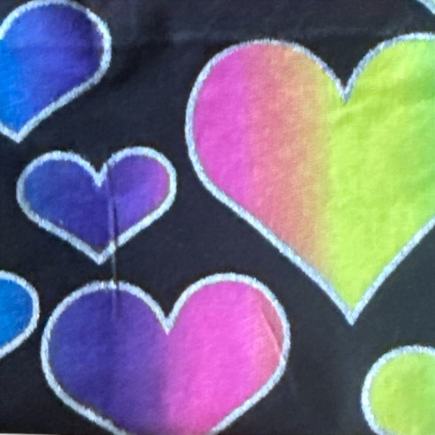 Neon Rainbow Hearts on Black zipper coin pouch