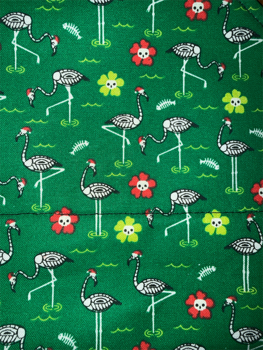 Flamingo Skulls, A Halloween Themed Zipper Pouch and Wristlet