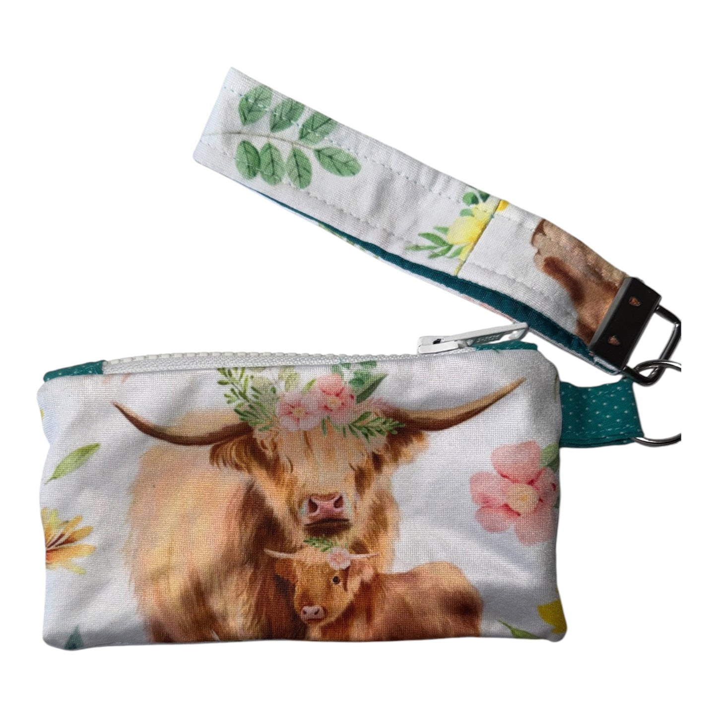 Highland Cow Zipper Coin Pouch with wristlet