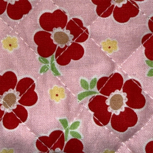 Red Flowers on Pink Zipper Coin Pouch with wristlet