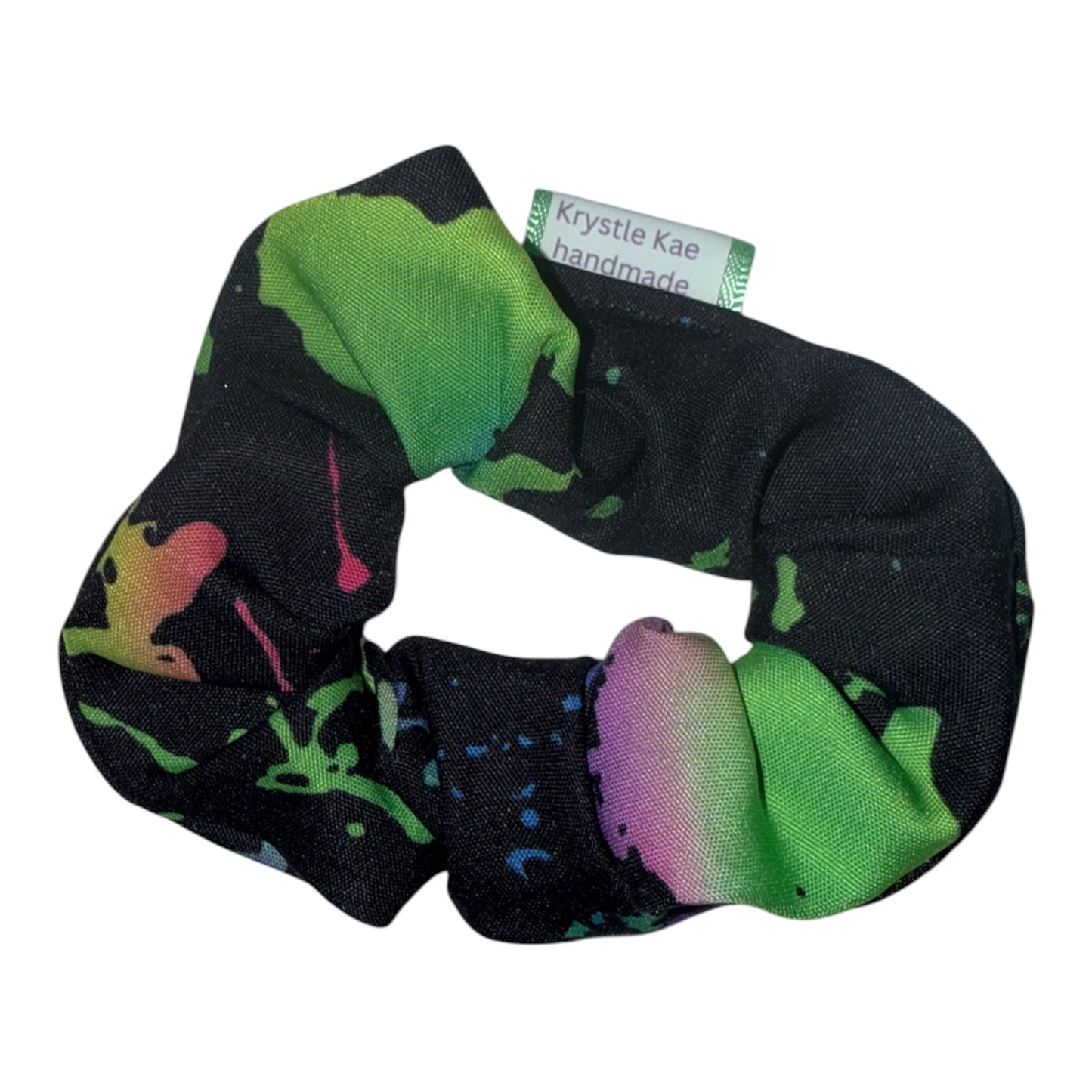 Rainbow Paint Splatter Mini Scrunchie