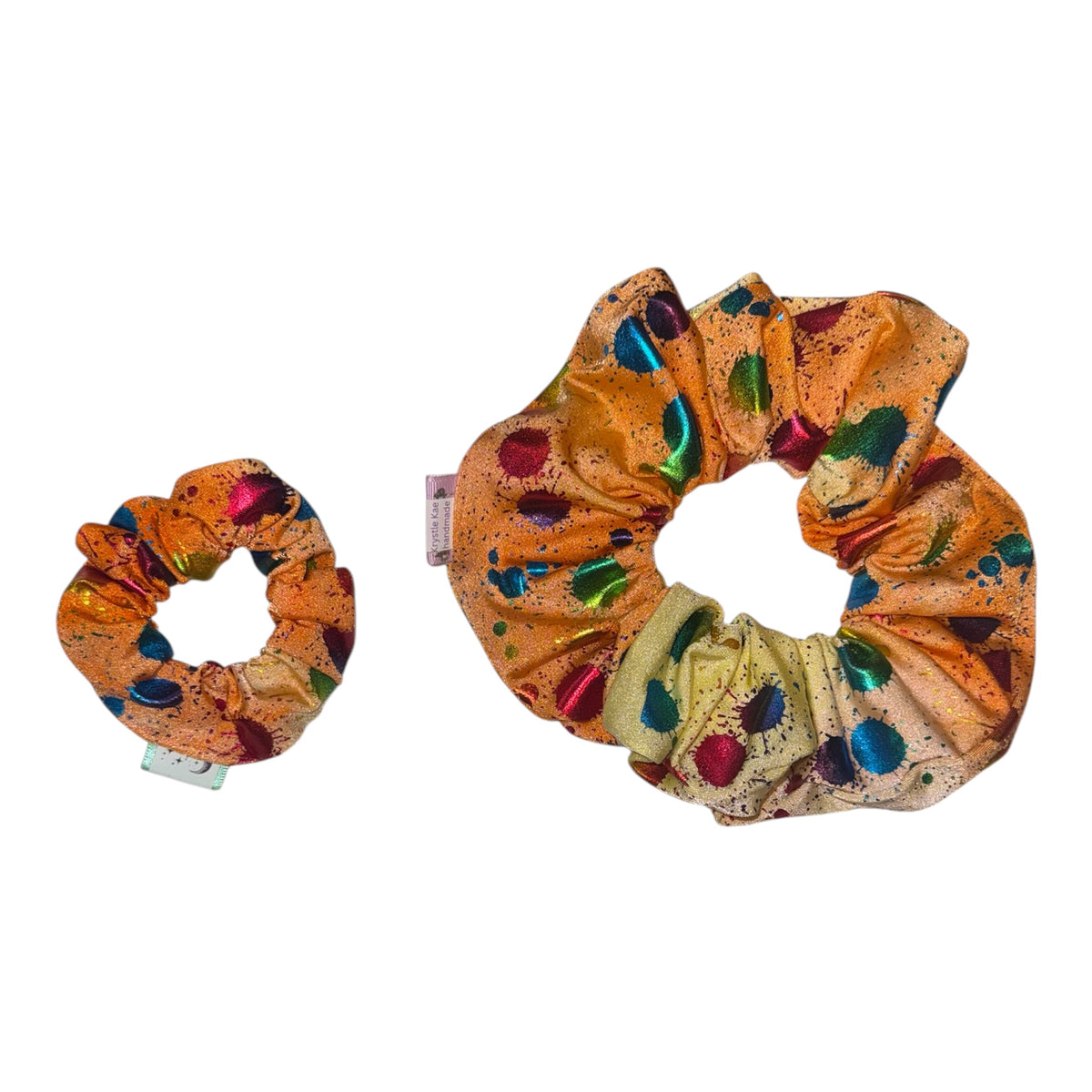 Orange Rainbow Splatter Scrunchie