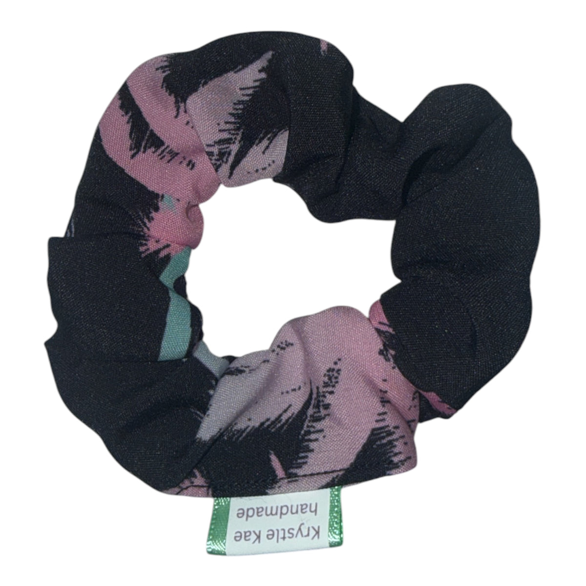 Pink & Mint on Black Scrunchie