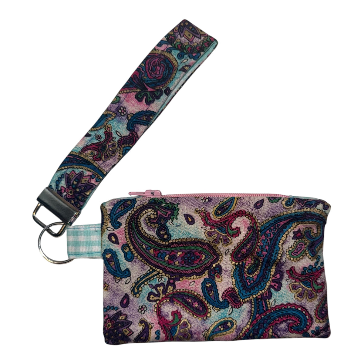 Paisley Zipper Coin Pouch with wristlet