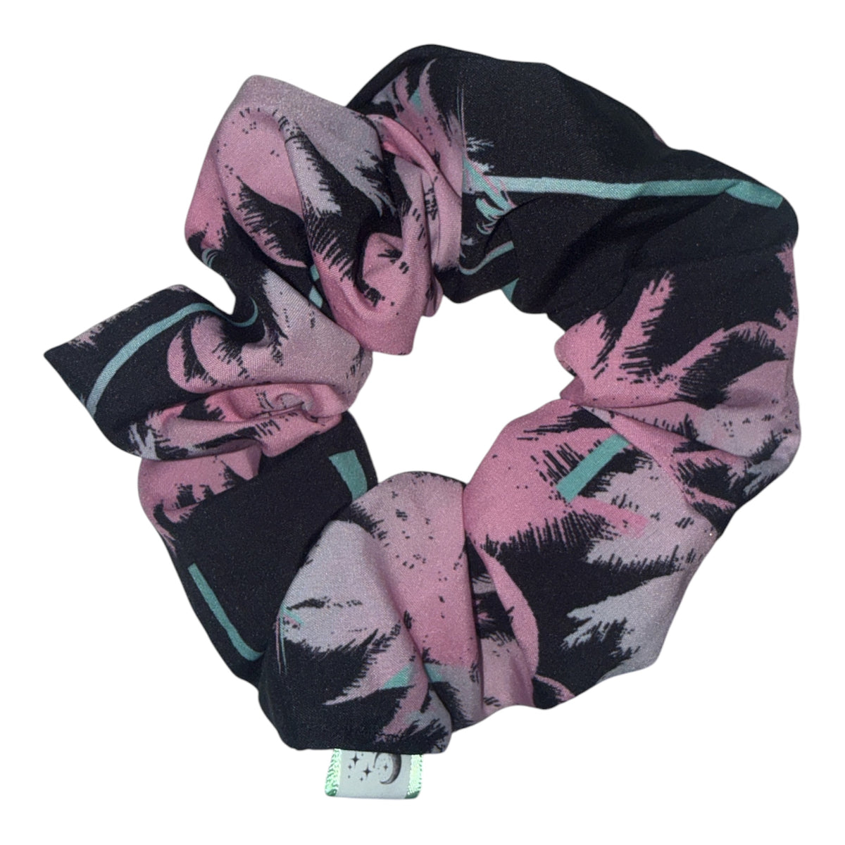 Pink & Mint on Black Scrunchie