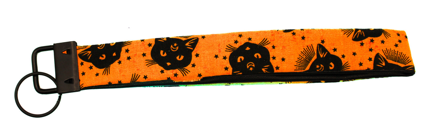 Black Cat Key Fob Wristlet