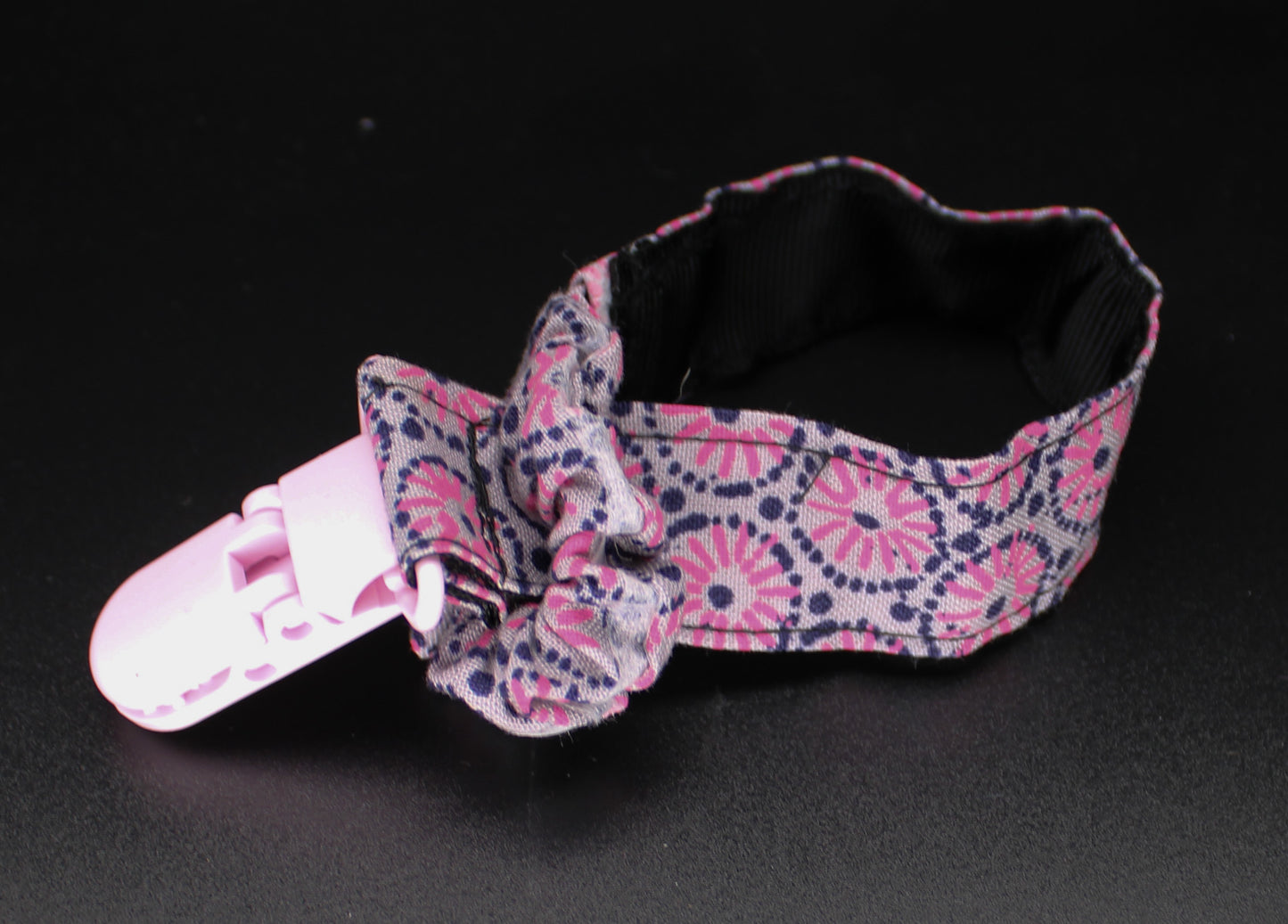 Burst of Blooms: Feminine Pink and Purple Pacifier Clip