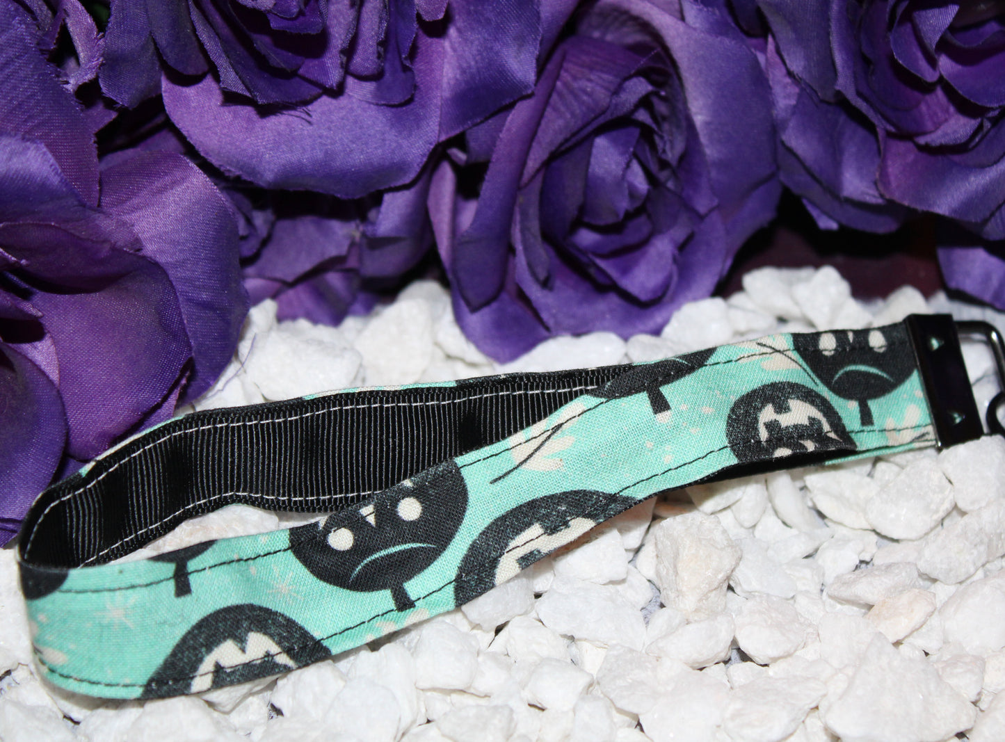 Handmade Teal Pumpkin Key Fob Wristlet