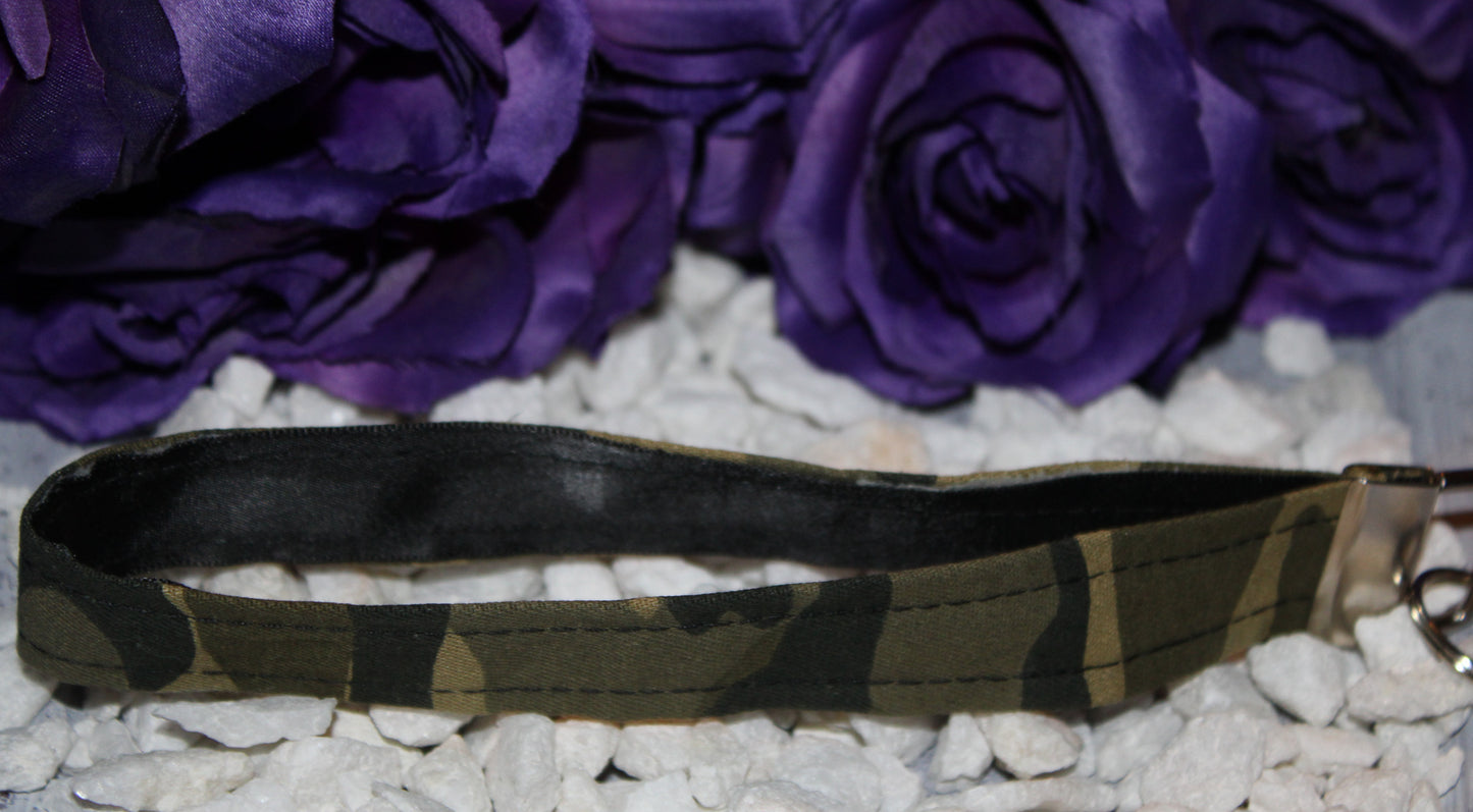 Handmade Green Camo Key Fob Wristlet