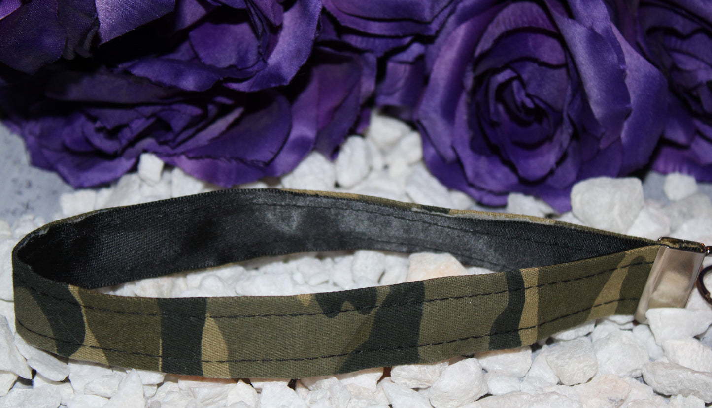 Handmade Green Camo Key Fob Wristlet