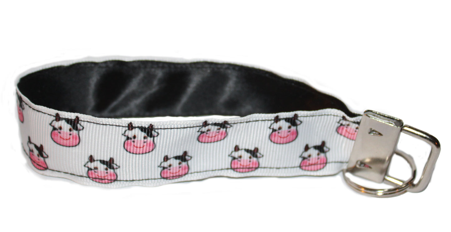 Adorable Cow Face Key Fob Wristlet