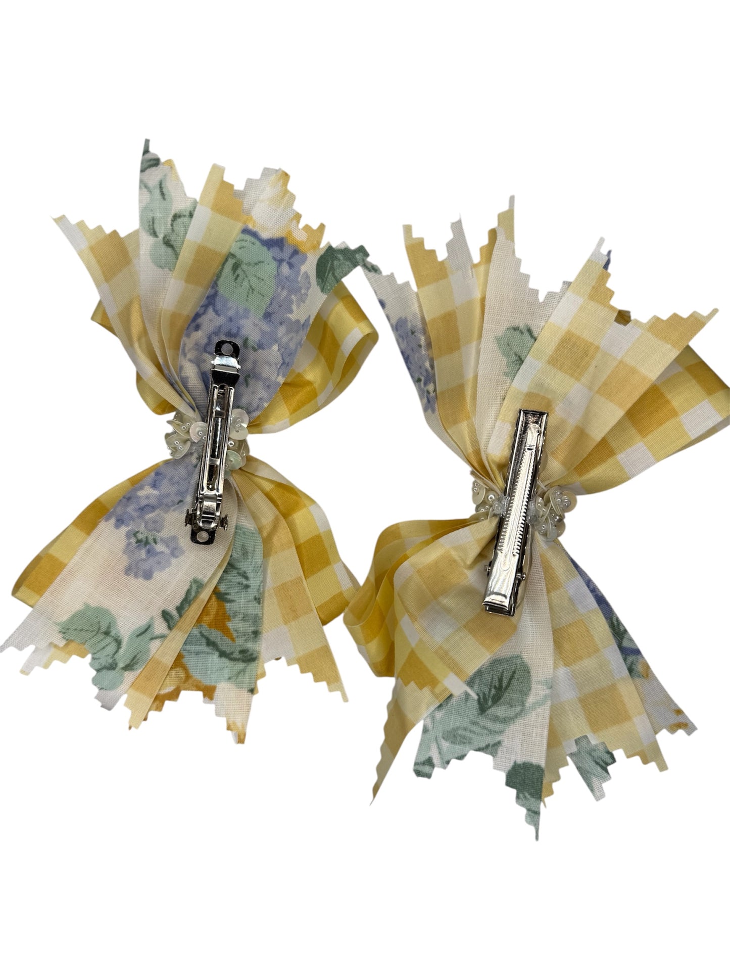 Floral Gingham Large Hair Bow