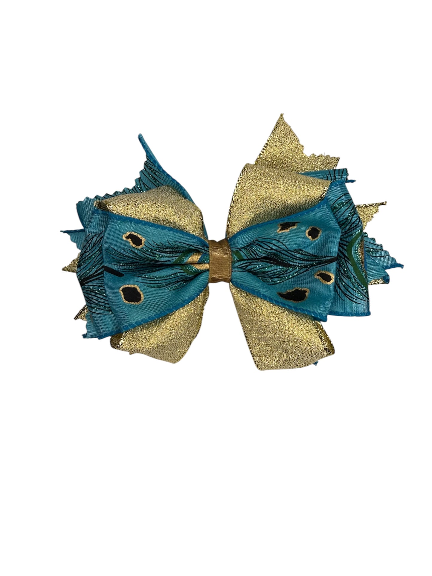 Peacock Elegance  Large Hair Bow
