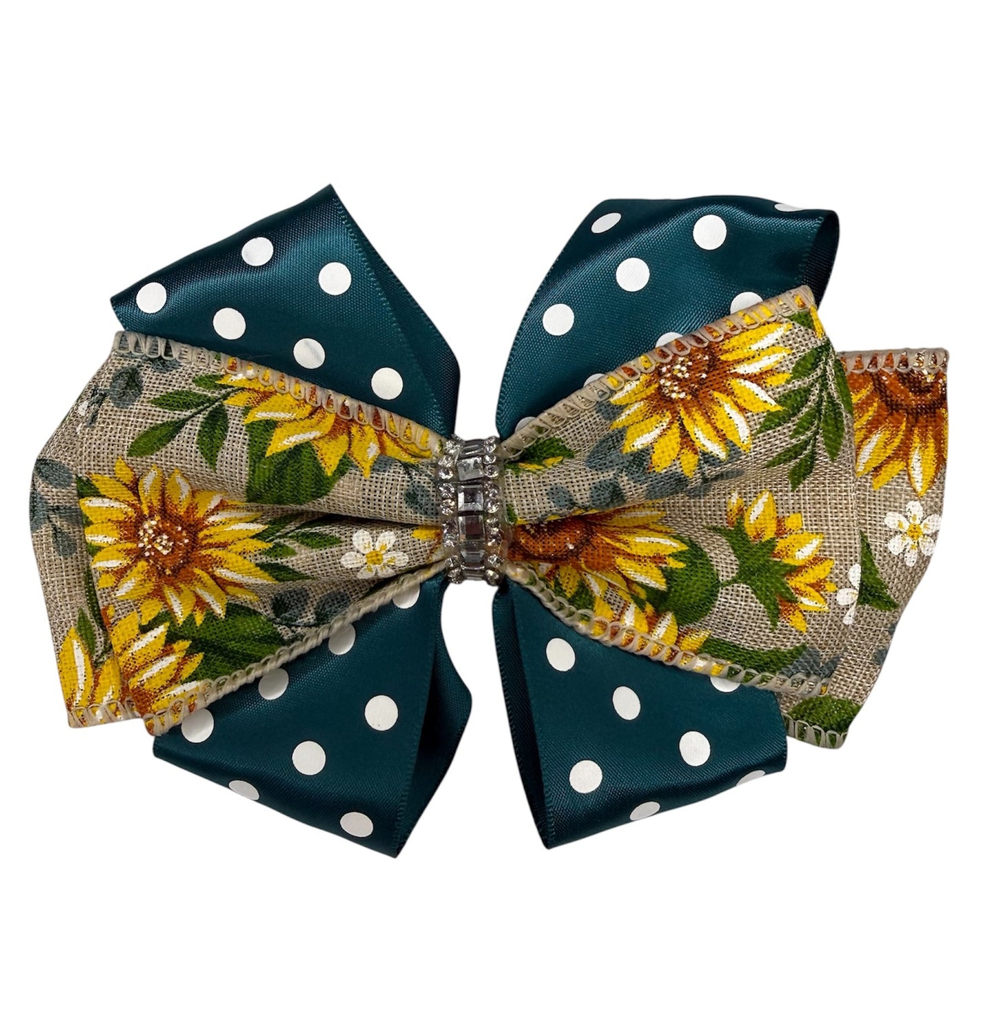 Sunburst with polka dots Large Hair Bow