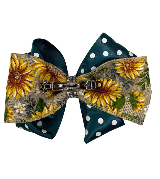 Sunburst with polka dots Large Hair Bow