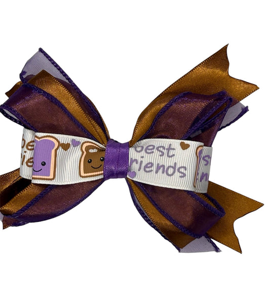 Peanut butter jelly Time  Medium Hair Bow