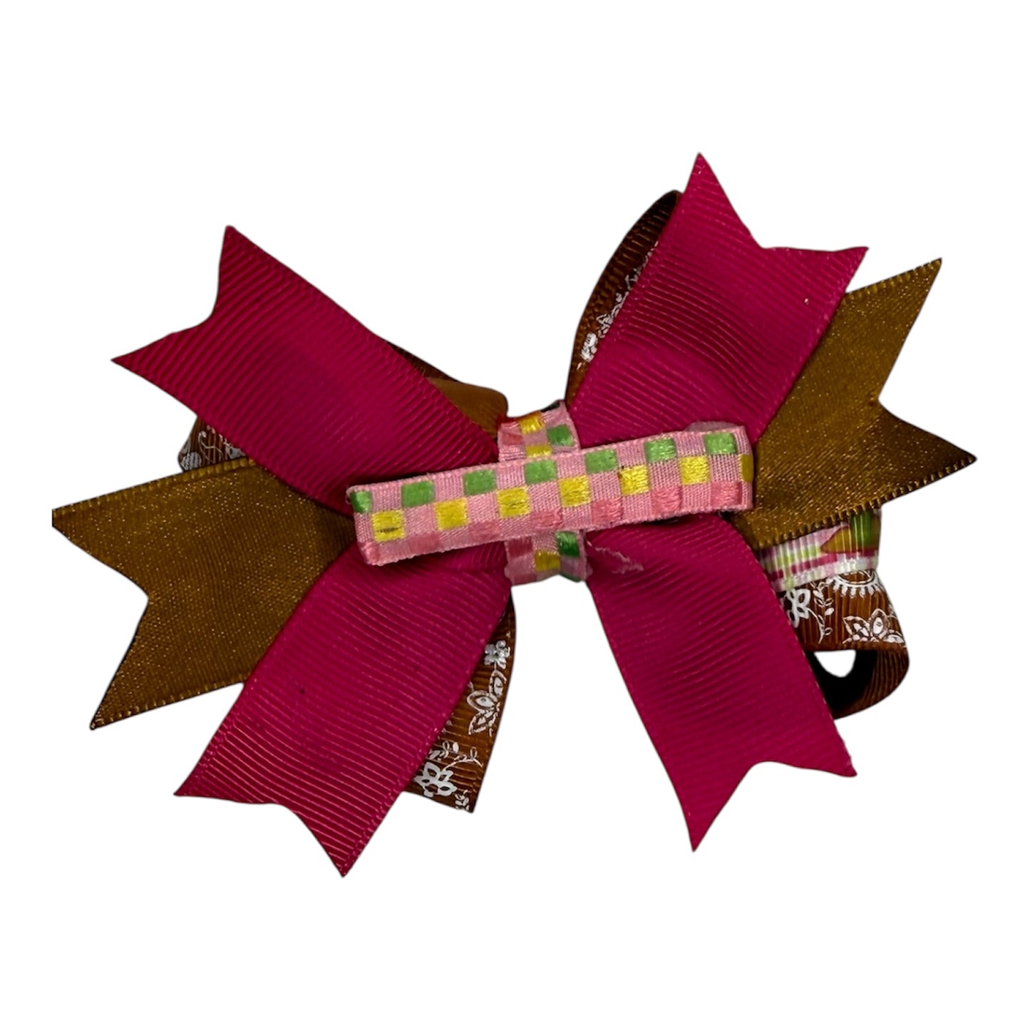 Pink & Brown Cowgirl Medium Hair Bow