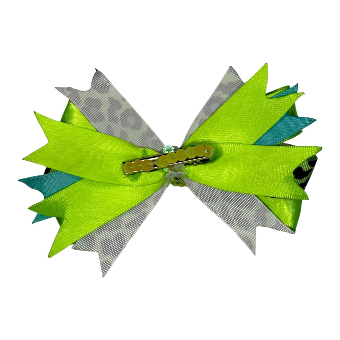 Emerald Leopard  Large Hair Bow