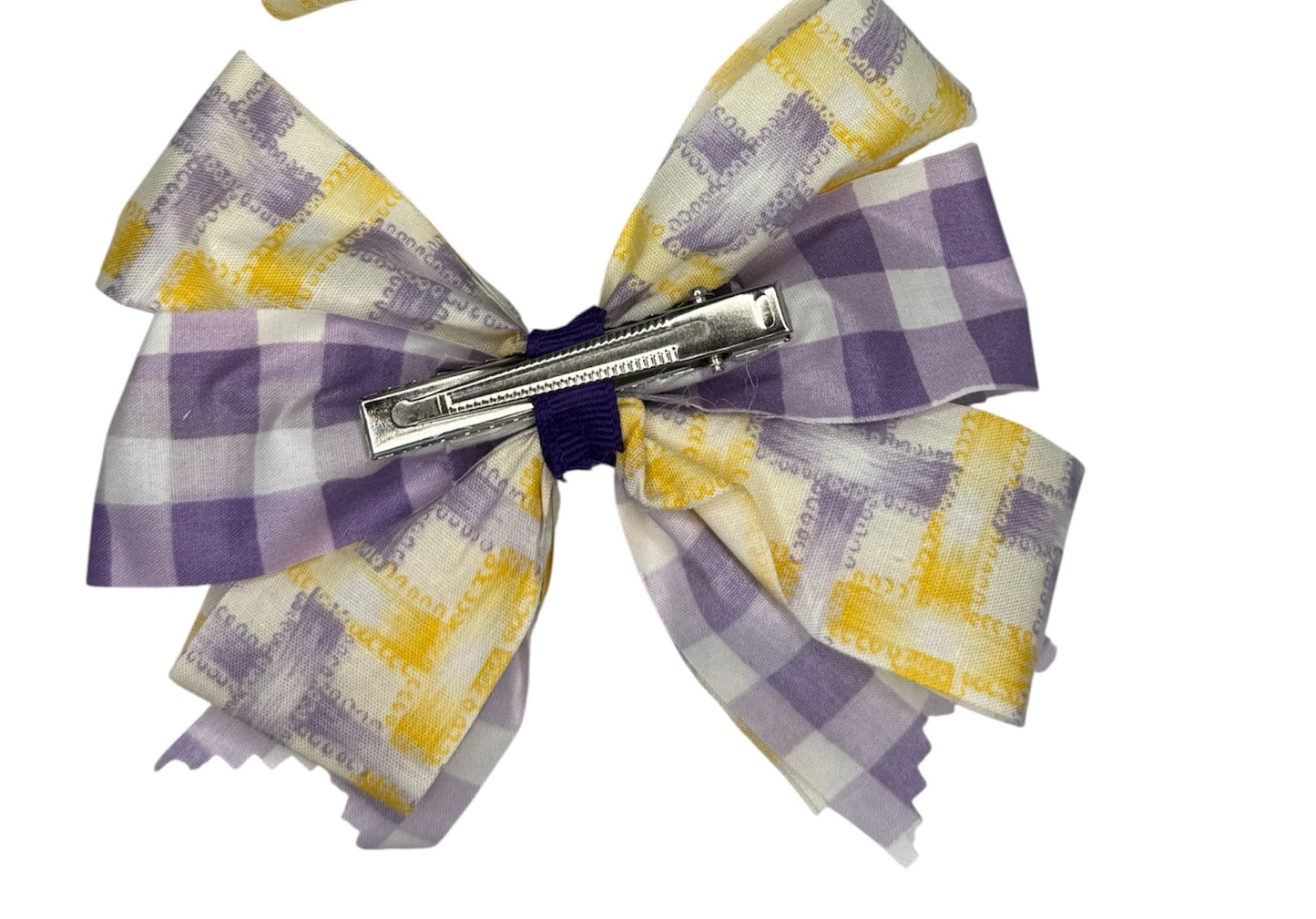 Purple Gingham Large Hair Bow