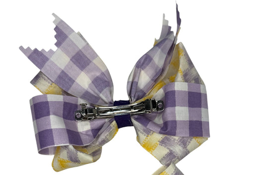 Purple Gingham Large Hair Bow