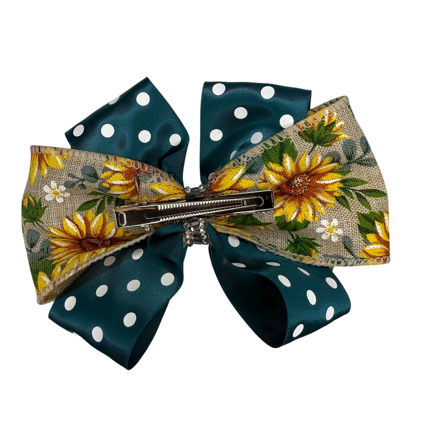 Sunburst with polka dots Large Hair Bow