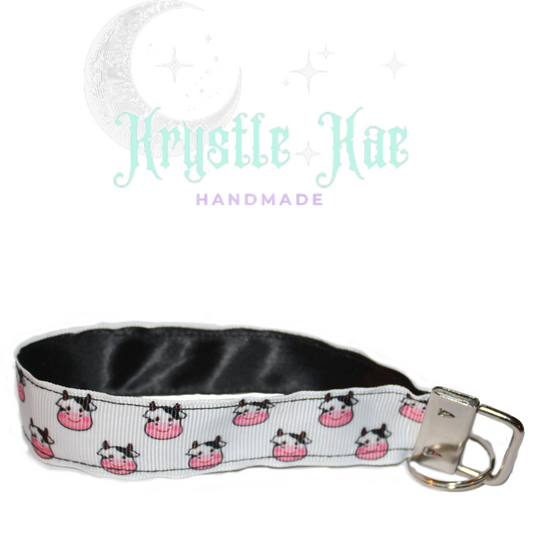 Adorable Cow Face Key Fob Wristlet