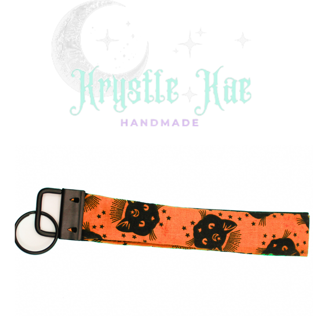 Black Cat Key Fob Wristlet