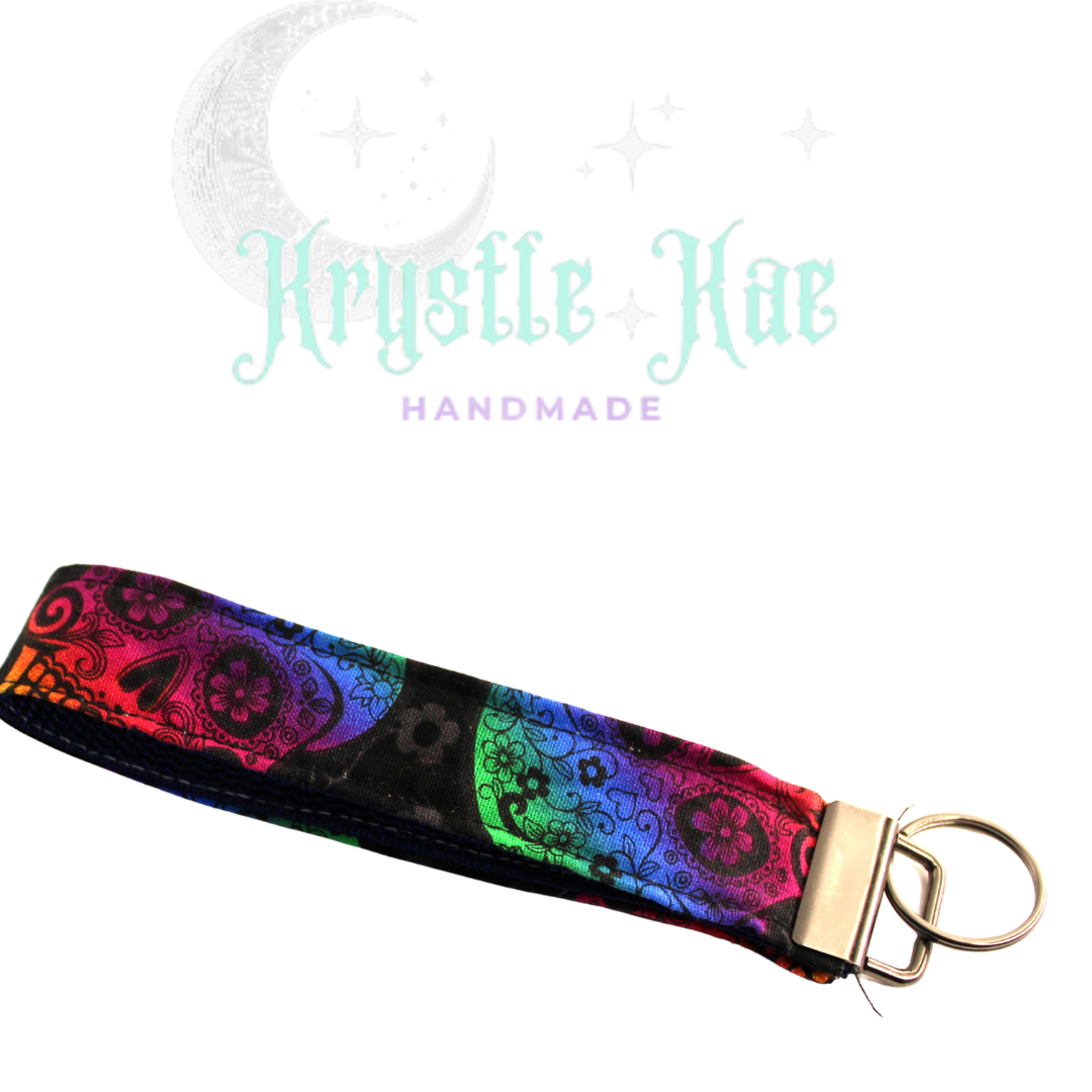 Colorful Day of the Dead Key Fob Wristlet