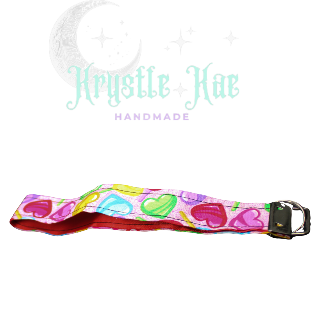 Sucker for Love key fob Wristlet - Colorful  with Heart-Shaped Lollipops