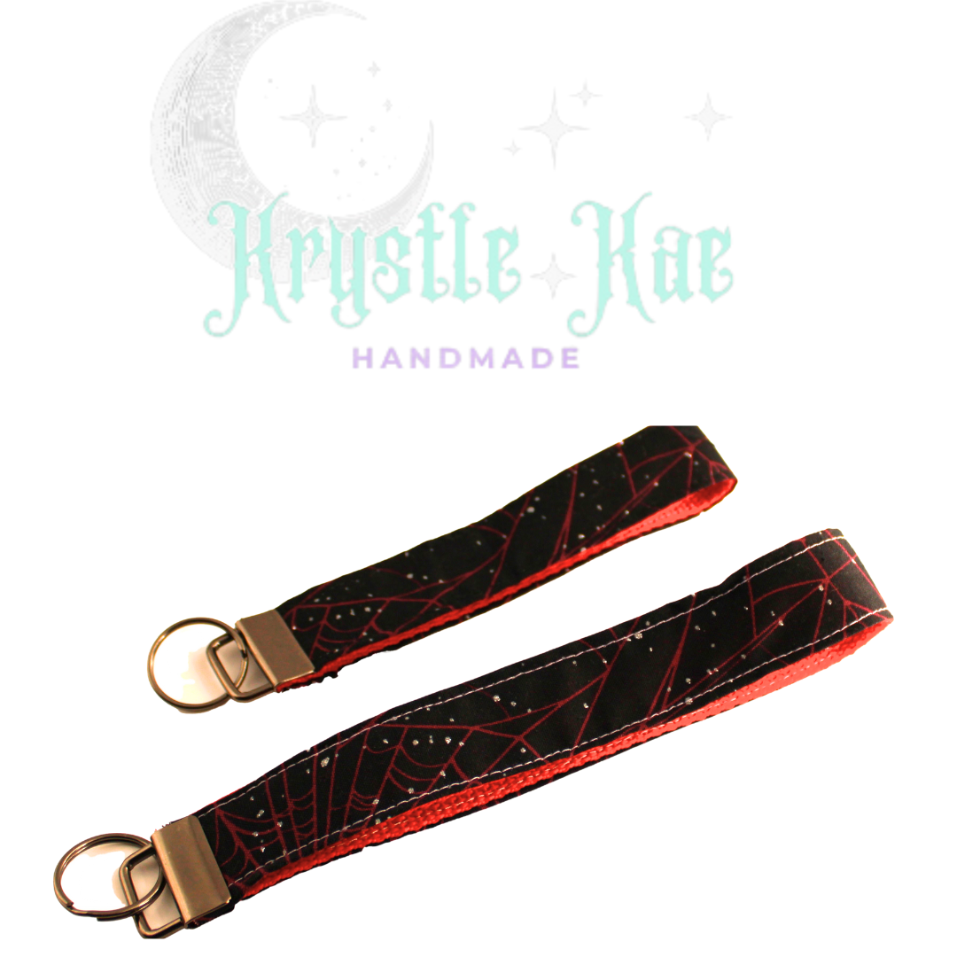 Vibrant Red Spider Web Key Fob Wristlet - Stylish and Handy Accessory