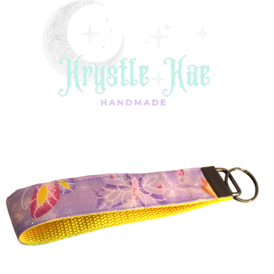 Vibrant Purple Butterfly Key Fob Wristlet