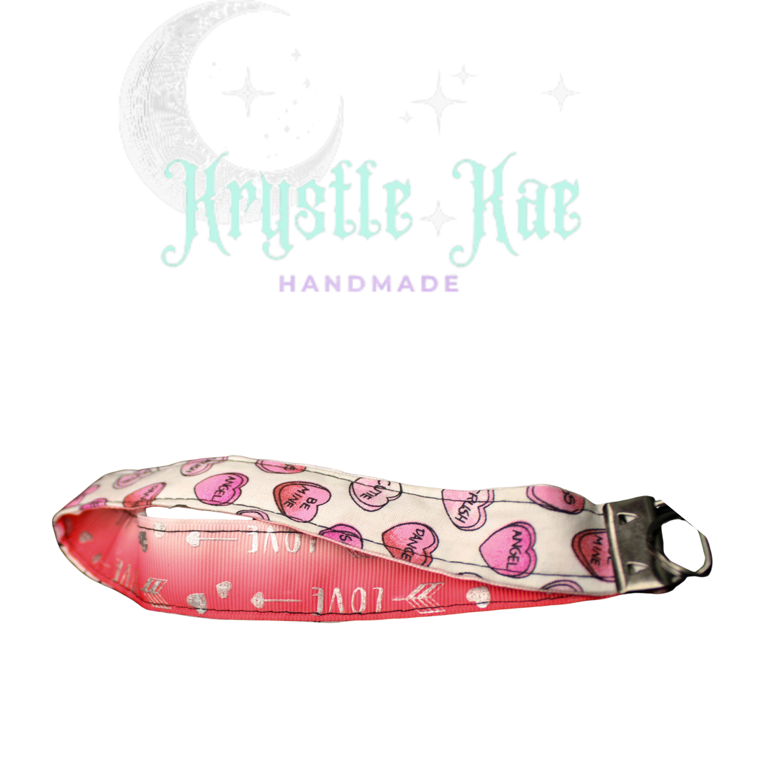 Love is in the Air: Quirky Conversation Hearts key fob Wristlet