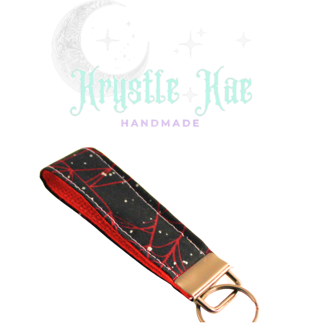 Vibrant Red Spider Web Key Fob Wristlet - Stylish and Handy Accessory