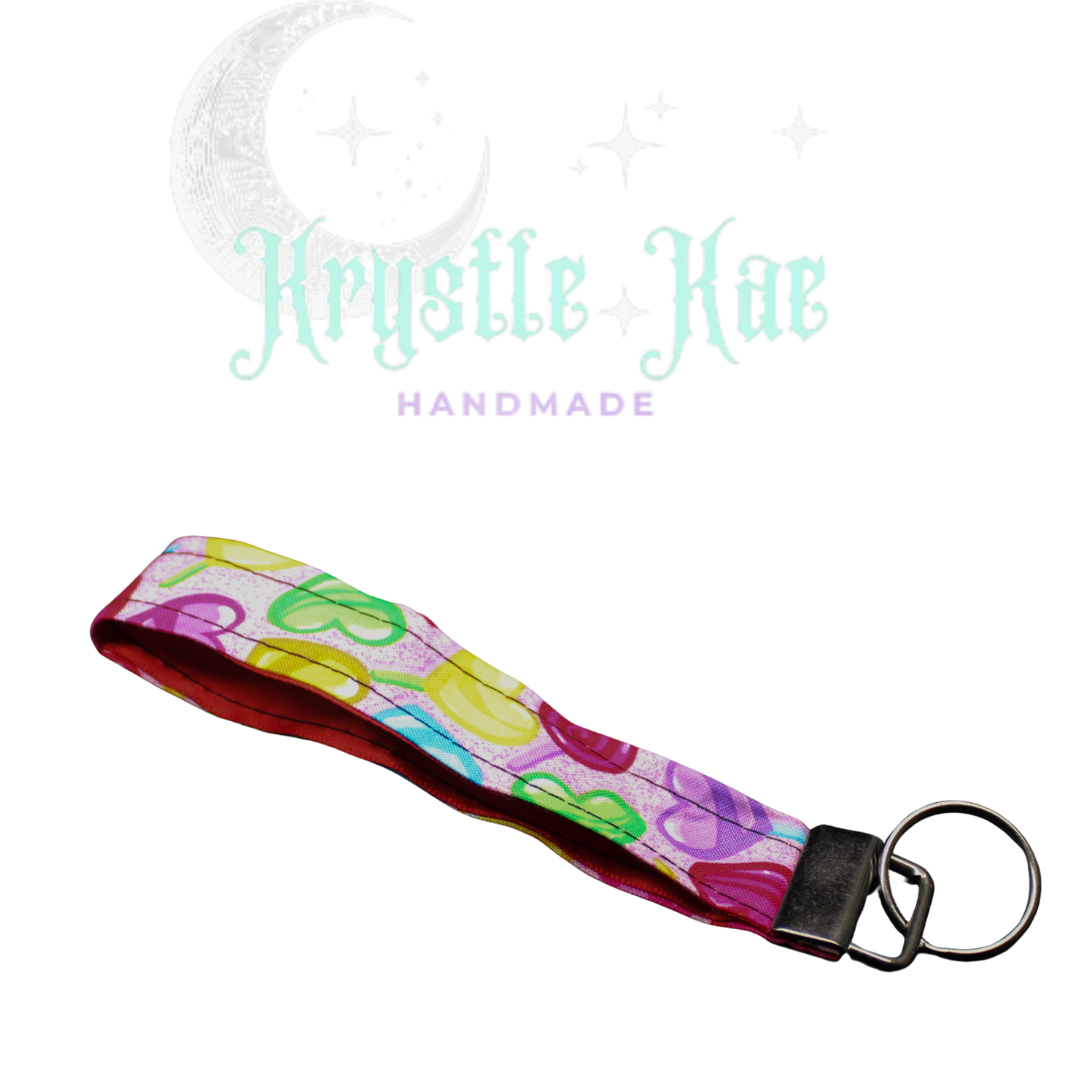 Sucker for Love key fob Wristlet - Colorful  with Heart-Shaped Lollipops