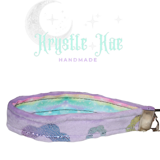 Colorful Rainbow Key Fob Wristlet with Purple Flower