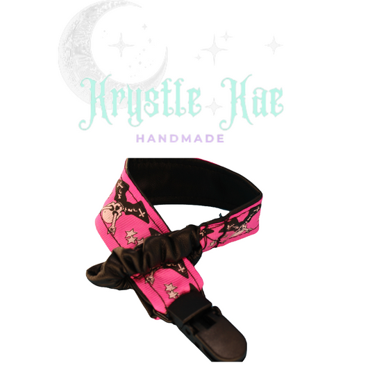 Rock Your Style: Pink Leather Guitar Pacifier Clip