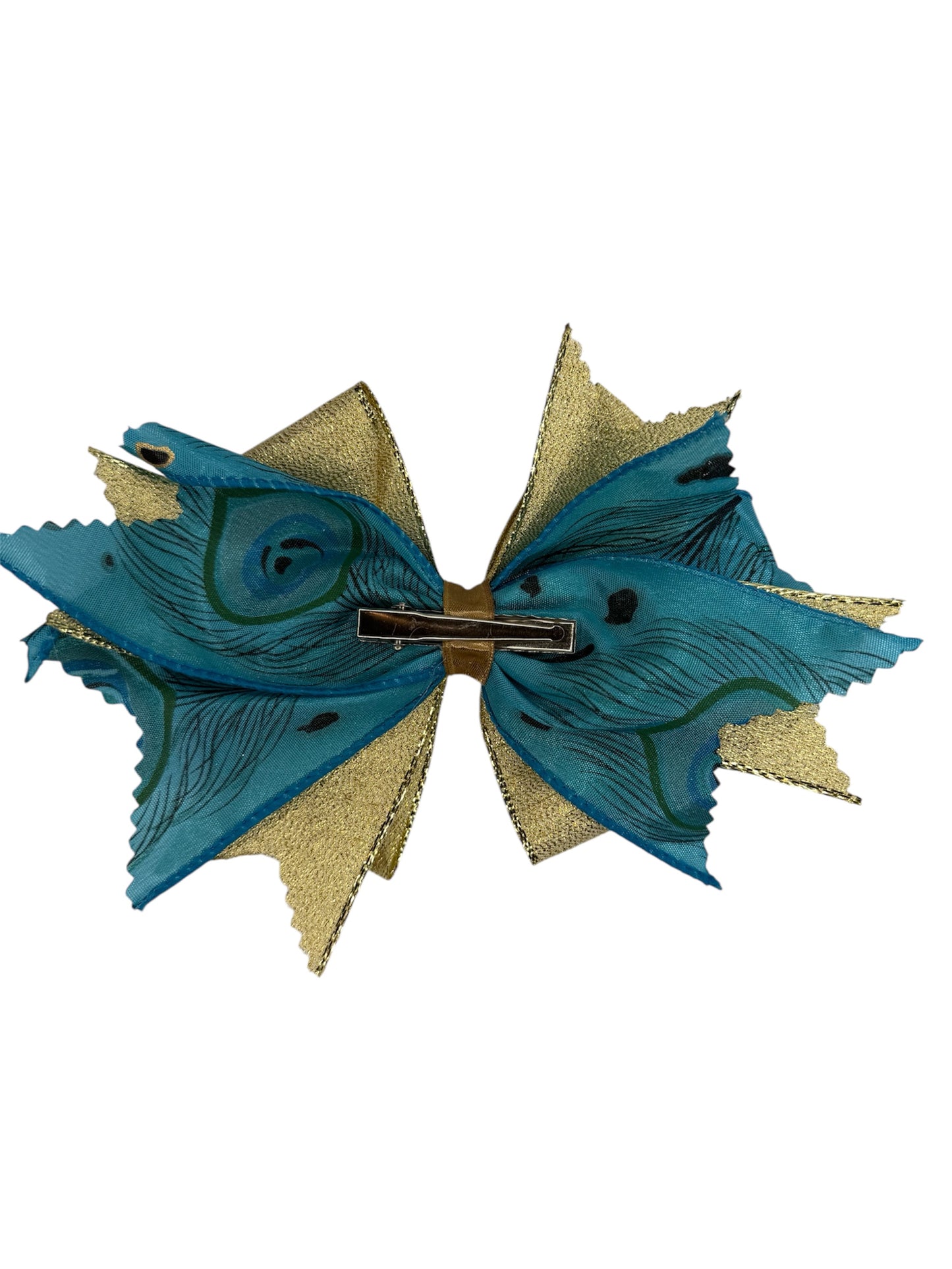 Peacock Elegance  Large Hair Bow