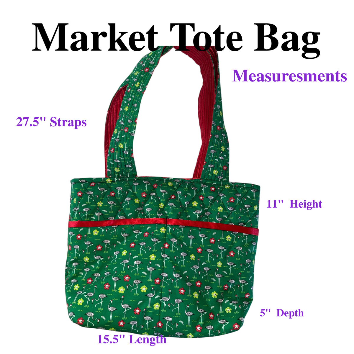 Flamingo  Skulls Market Tote Bag